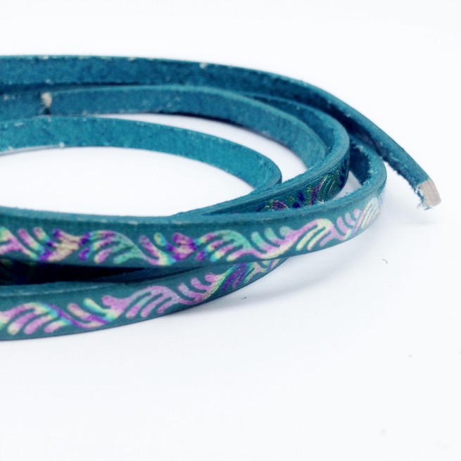 Шнур шкіра STAMP 5x1,6 мм тип U0759 зелений бірюза Італія