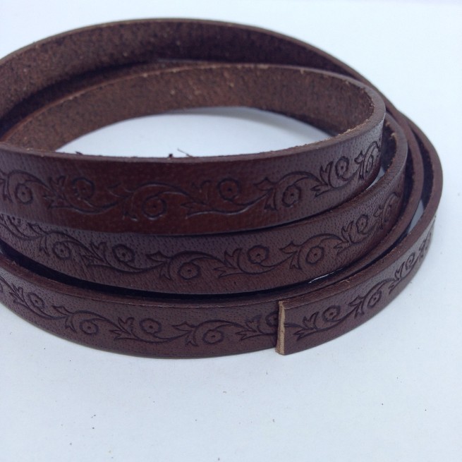 Шнур шкіра STAMP 10х2 мм тип U0659 коричневий каштан Італія