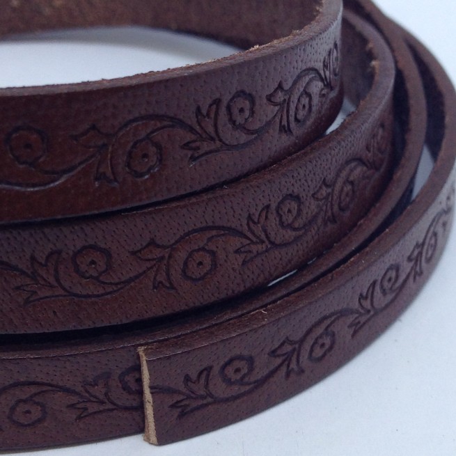 Шнур шкіра STAMP 10х2 мм тип U0659 коричневий каштан Італія