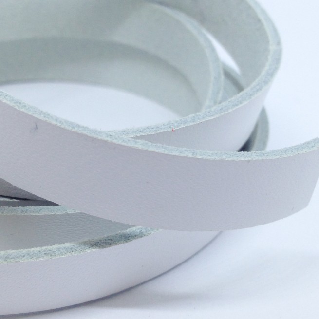 Шнур шкіра 10х2 мм тип U0658 білий плоский Італія