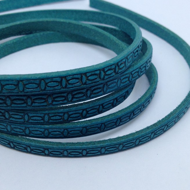 Шнур шкіра STAMP 5х2 мм тип U0655 синій бірюза плоский Італія