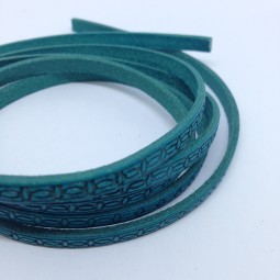 Шнур шкіра STAMP 5х2 мм тип U0655 синій бірюза плоский Італія
