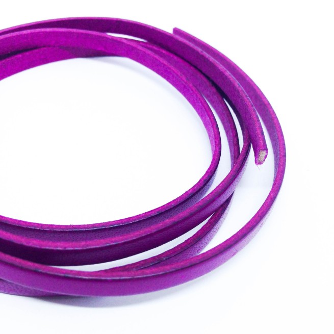 Шнур шкіра 5х2 мм тип U0654 рожевий фуксія плоский Італія