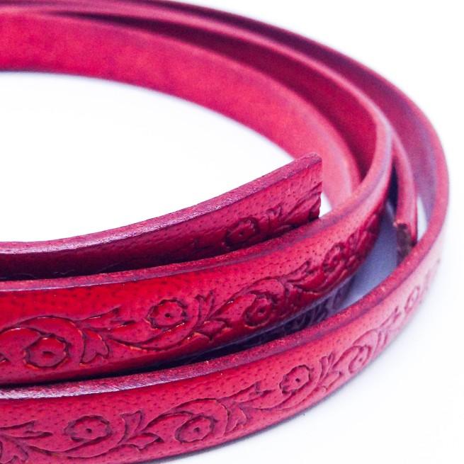 Шнур шкіра STAMP 8х2 мм тип U0573 червоний Італія