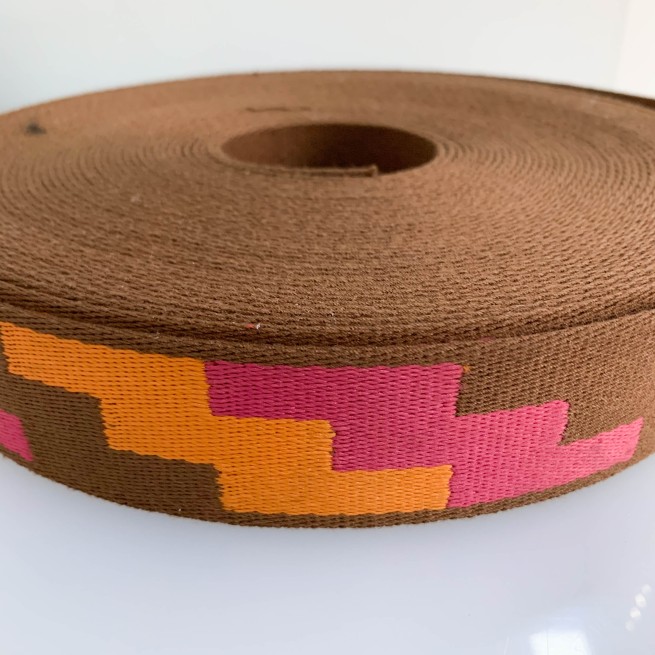 Стрічка ремінна 40 мм б/п коричневий помаранчевий рожевий Італія