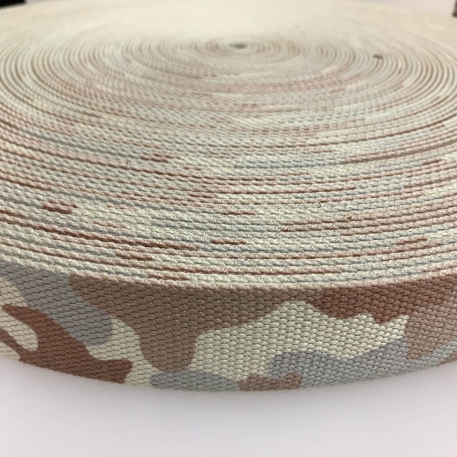 Стрічка ремінна 40 мм б/п сірий камуфляж Італія