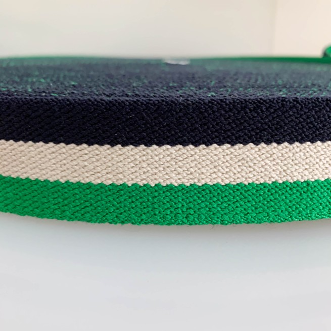 Стрічка ремінна еластична DF 35 мм б/п т.синій зелений білий смужка Італія