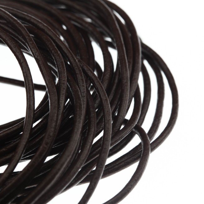 Шнур шкіра 2 мм тип U0384 коричнева кава круглий Італія