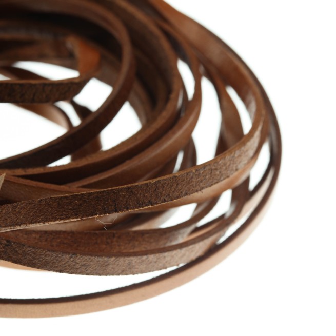 Шнур шкіра 5х2 мм тип U0654 коричневий коньяк плоский Італія