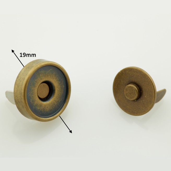 Кнопка магнітна ЛАТУНЬ-АНТИК 19 мм тип2853