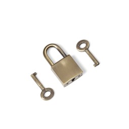 Замок ЛАТУНЬ-САТИН  навесной с ключами 35мм тип D0102