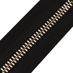 Блискавка метал TECHNO рулонний 5 мм ЧОРНИЙ / св. золото