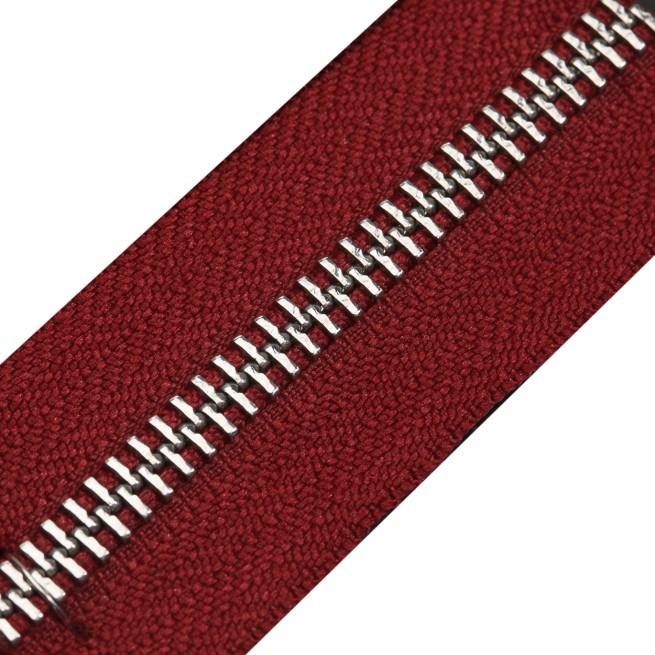 Блискавка метал TECHNO рулонний 5мм червоний Винний / е.нікель