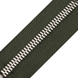 Блискавка метал FUTURA рулонний 5мм зелений ОЛИВА / платина