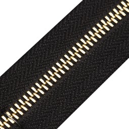 Блискавка метал TECHNO рулонна 5 мм чорний / св.золото