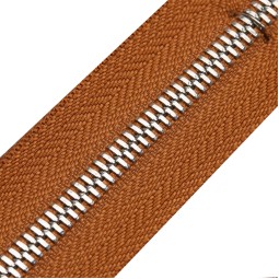Блискавка метал FUTURA рулонний 5 мм коричневий КАРАМЕЛЬ / нікель