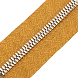 Блискавка метал FUTURA рулонний 5мм коричневий ГІРЧИЧНИЙ / платина