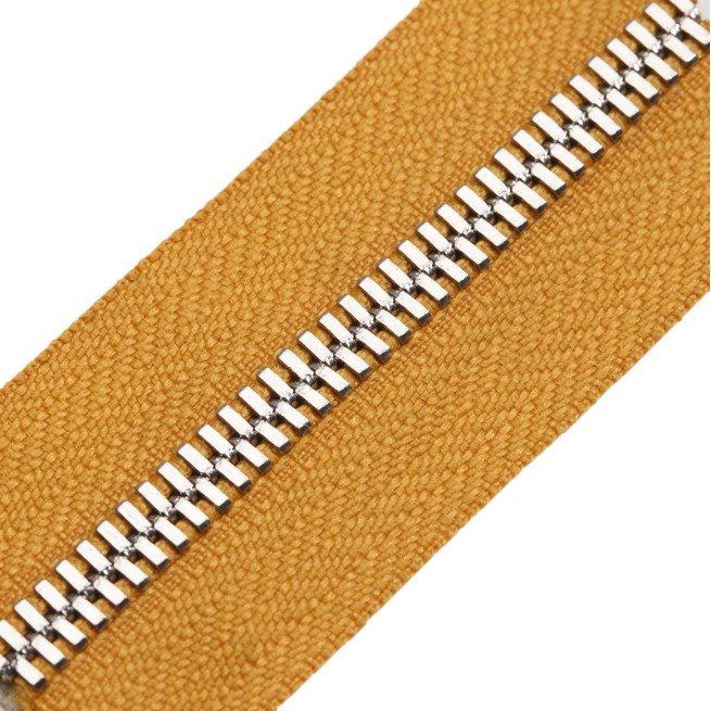 Блискавка метал FUTURA рулонний 5мм коричневий ГІРЧИЧНИЙ / платина