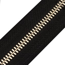 Блискавка метал TECHNO рулонний 5 мм чорний / св. золото