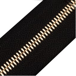 Молния металл FUTURA рулонная 5 мм черный/золото тип304