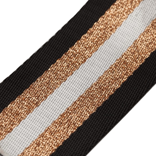 Стрічка ремінна 50мм нейлон чорний білий золото Італія