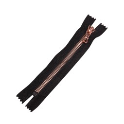 Блискавка пластик не роз'ємна 5 мм мідь / чорний 14 см