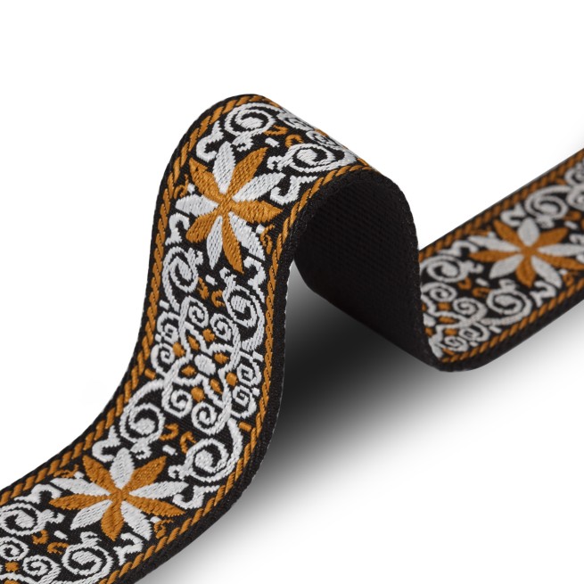 Стрічка ремінна 50 мм нейлон ЖАККАРД білий жовтий Італія