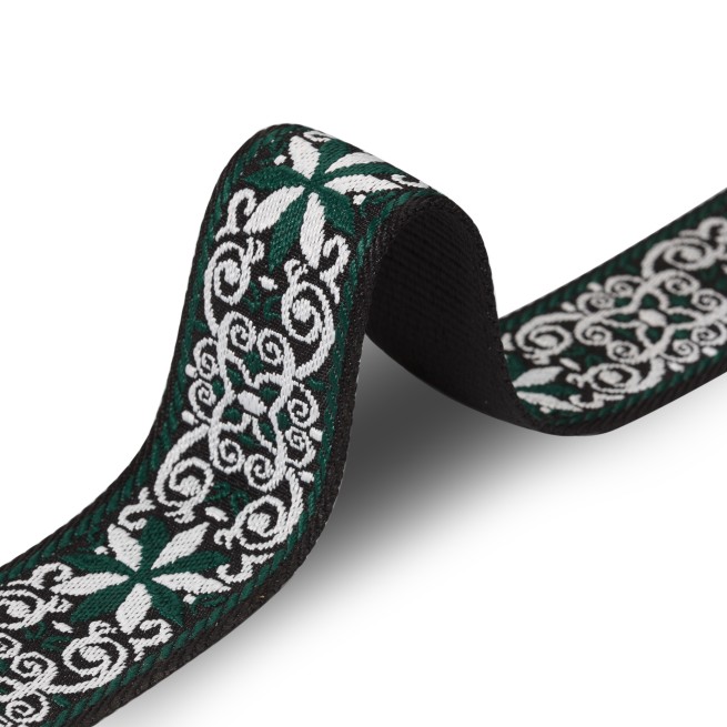 Стрічка ремінна 50 мм нейлон ЖАККАРД зелений білий Італія
