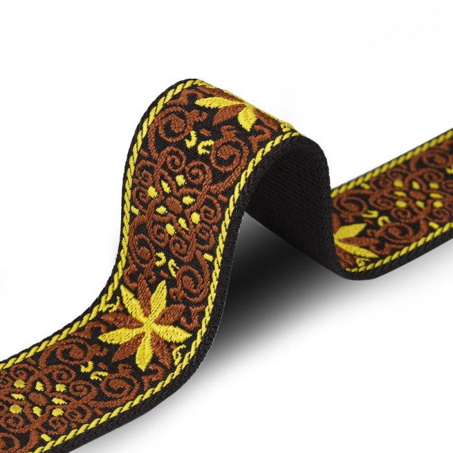 Стрічка ремінна 50 мм нейлон ЖАККАРД жовтий коричневий Італія