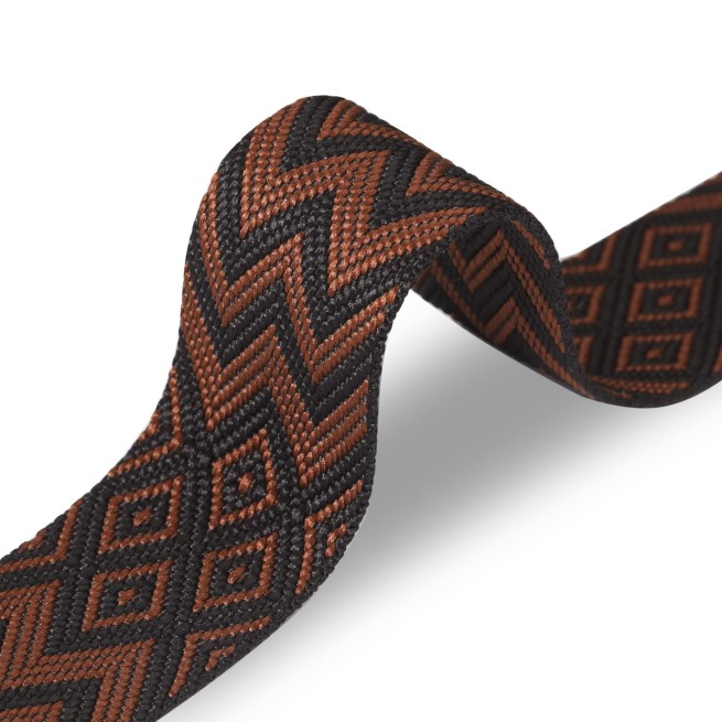 Стрічка ремінь 50 мм нейлон ZIGZAG коричневий чорний Італія