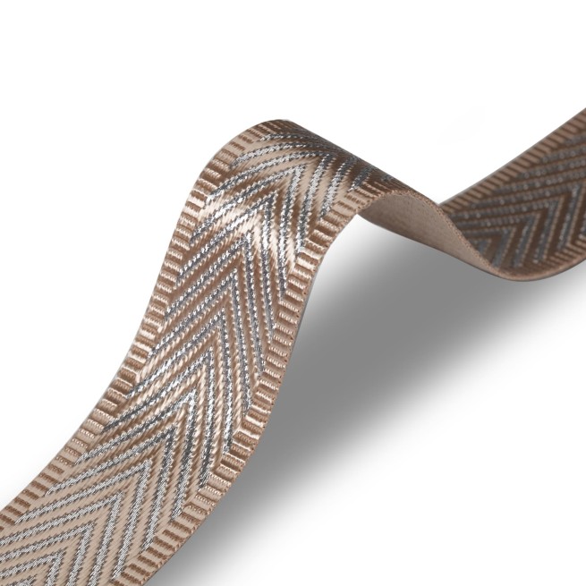 Стрічка ремінна 38 мм нейлон ЯЛИНКА беж / срібло Італія