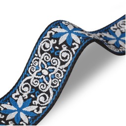 Стрічка ремінна 50 мм нейлон ЖАККАРД синій білий Італія