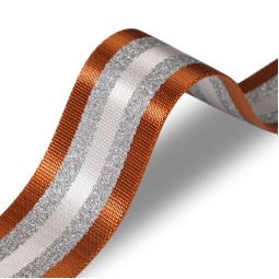 Стрічка ремінна 50мм нейлон коричневий білий срібло Італия