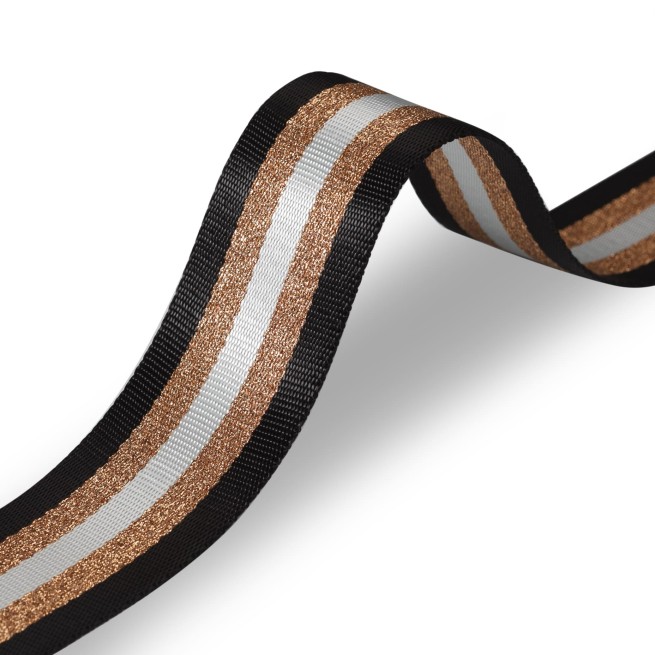 Стрічка ремінна 50мм нейлон чорний білий золото Італія