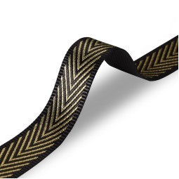 Стрічка ремінна 38 мм нейлон ЯЛИНКА чорний / золото Італія