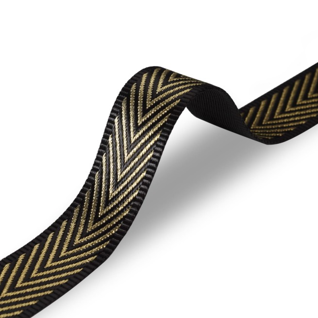 Стрічка ремінна 38 мм нейлон ЯЛИНКА чорний / золото Італія