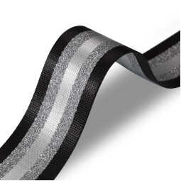 Стрічка ремінна 50мм нейлон чорний білий срібло Італія