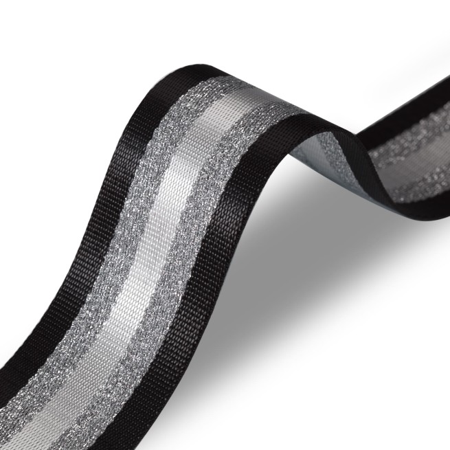 Стрічка ремінна 50мм нейлон чорний білий срібло Італія