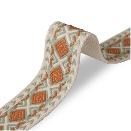 Лента ременная 50 мм нейлон FOLK беж коричневый голубой Италия