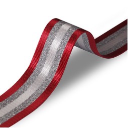 Стрічка ремінь 50мм нейлон червоний білий срібло Італія