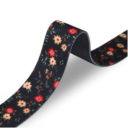 Стрічка ремінна 40 мм нейлон чорний квіти Італія