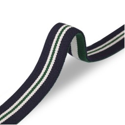 Стрічка ремінна еластична DF 35 мм б/п т.синій білий зелений смужка Італія