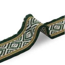 Стрічка ремінна 63 мм х/б БАХРОМА зелений білий Італія