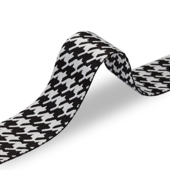 Стрічка ремінна 50 мм нейлон ГУСИНІ ТАЧКИ чорний білий Італія