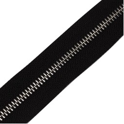 Блискавка метал TECHNO рулонна 5 мм чорний/нікель тип304