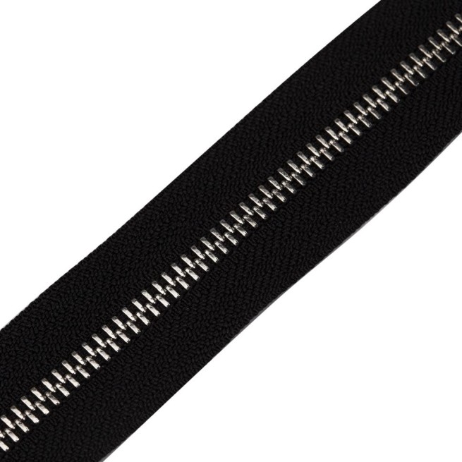 Блискавка метал TECHNO рулонна 5 мм чорний/нікель тип304