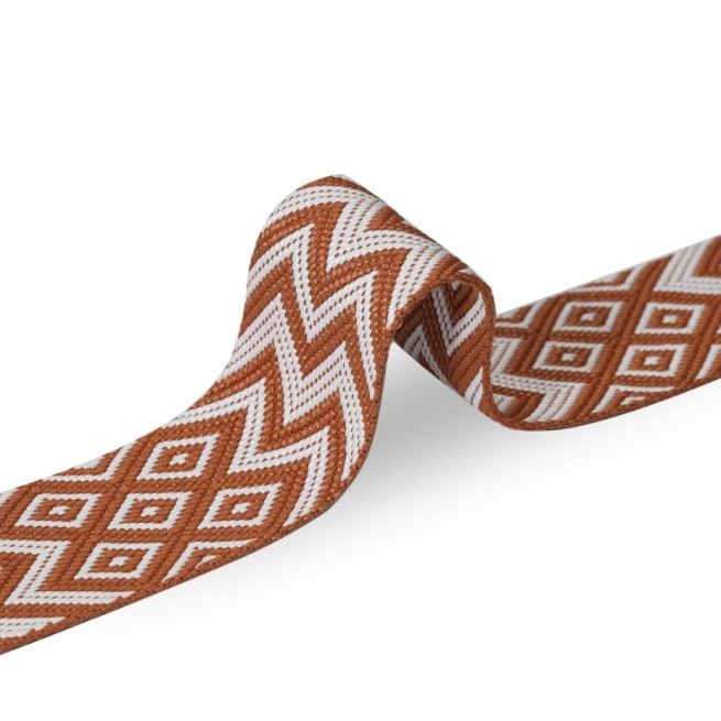 Стрічка ремінна 50 мм нейлон ZIGZAG коричневий білий Італія