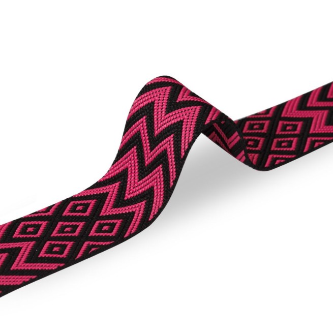 Лента ременная 50 мм нейлон ZIGZAG розовый черный Италия