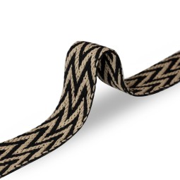 Стрічка ременная 40 мм х/б ZIGZAG чорний беж Італія
