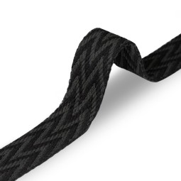 Стрічка ремінна 40 мм х/б ZIGZAG чорний сірий Італія